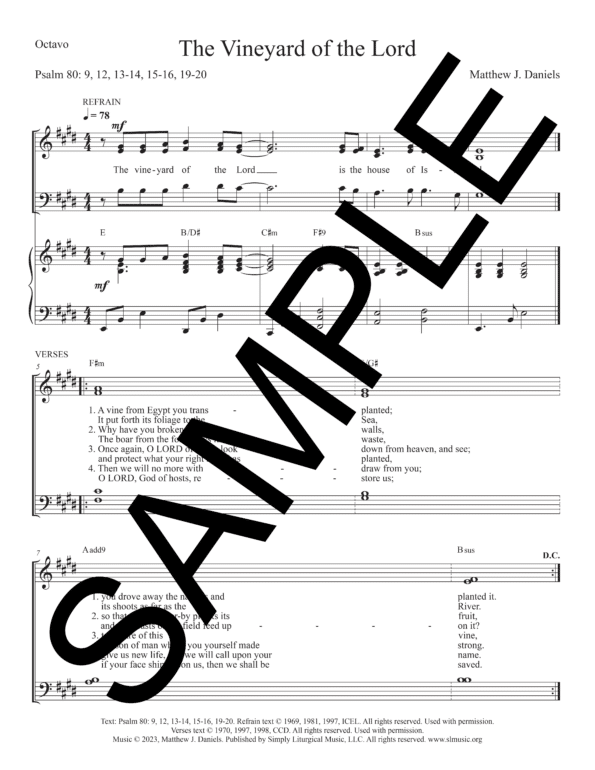 Sample Psalm 80 The Vineyard of the Lord Daniels Octavo1